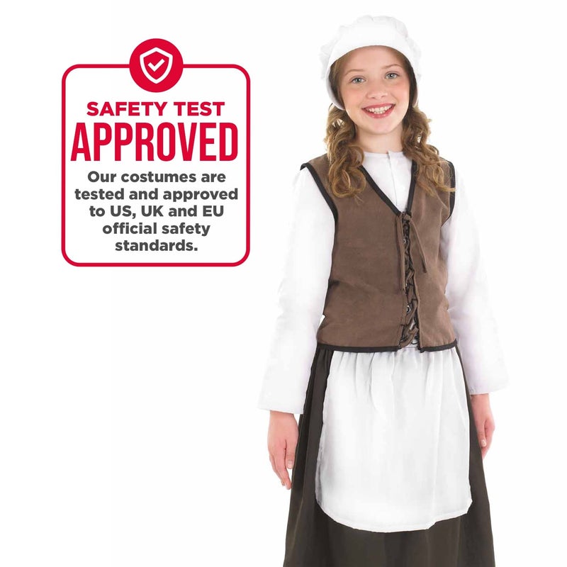 fun shack Kids Colonial Costume Girls, Tudor Kitchen Dress, Medieval Renaissance Outfit, Pilgrim Attire for Girls, Large - Image 4